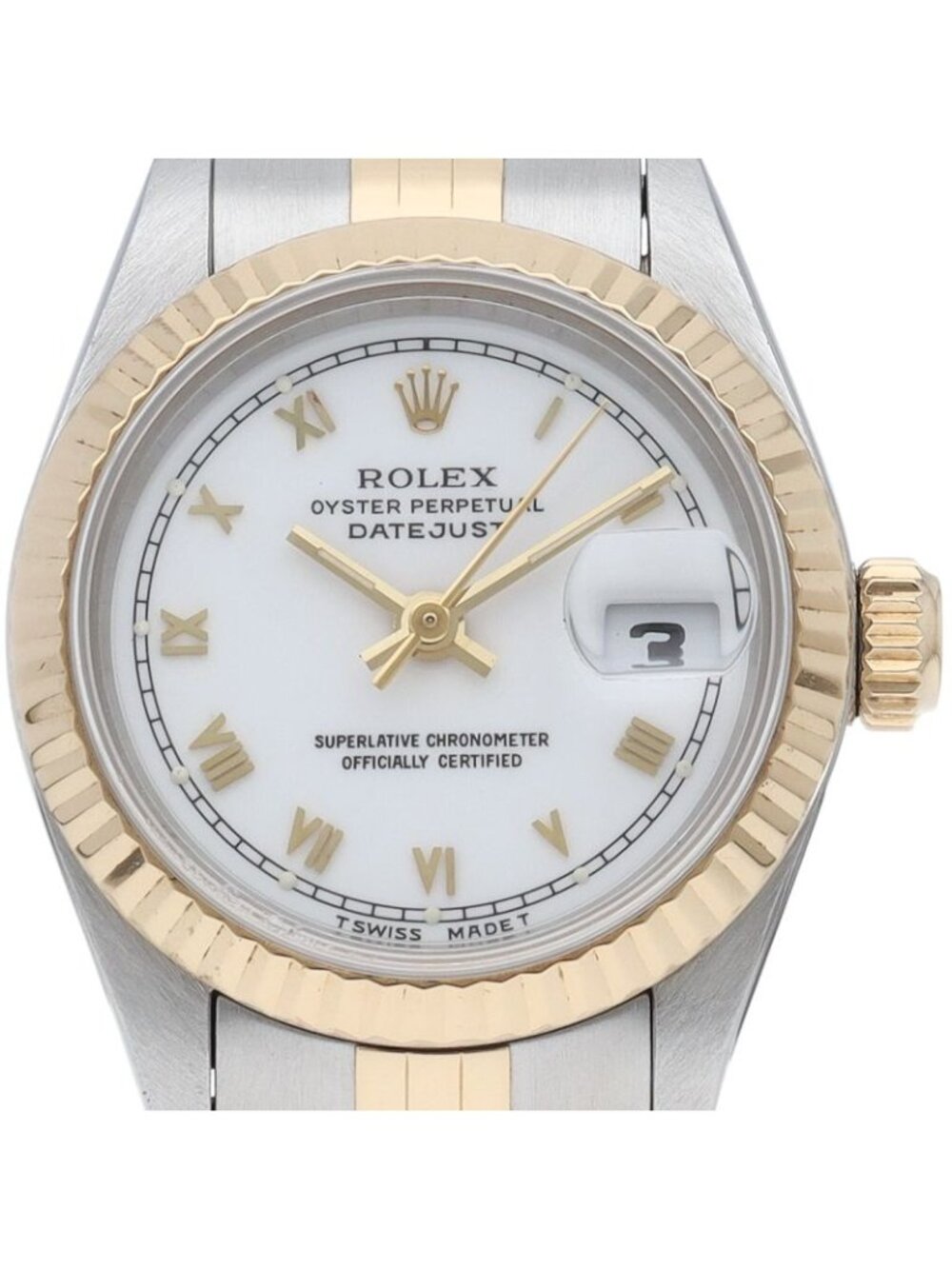 Rolex Datejust Watch Box 18k Yellow Gold SS White Polished